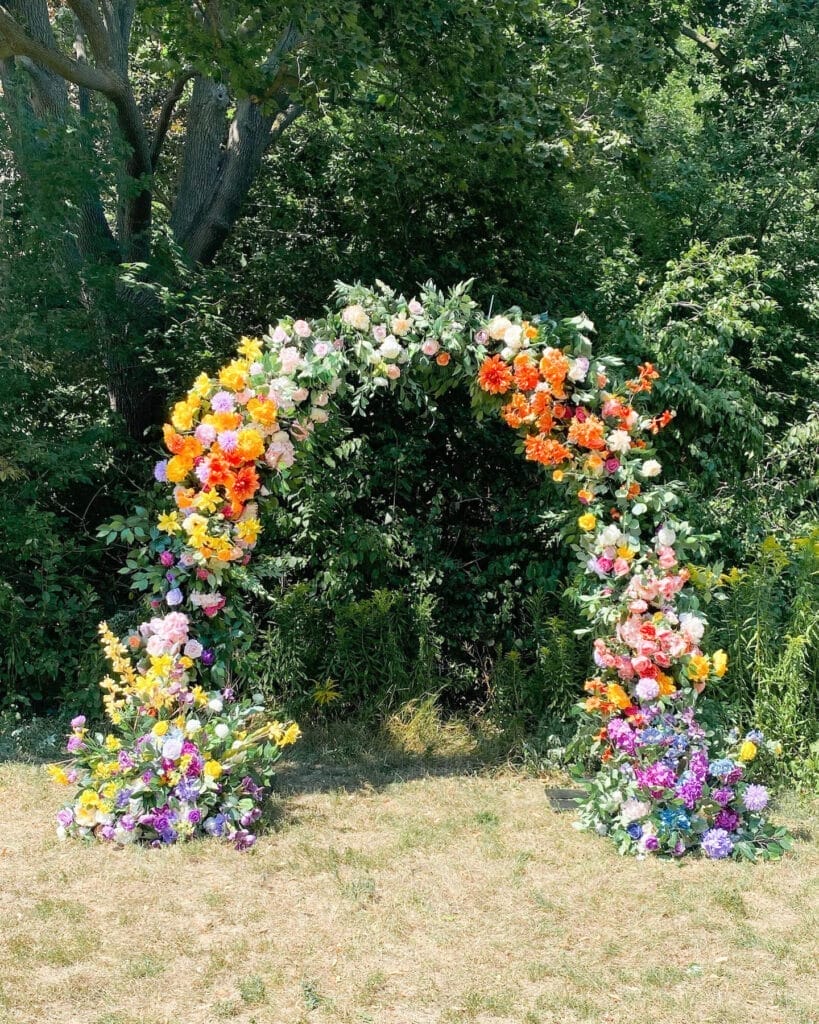 ombre floral arch corporate