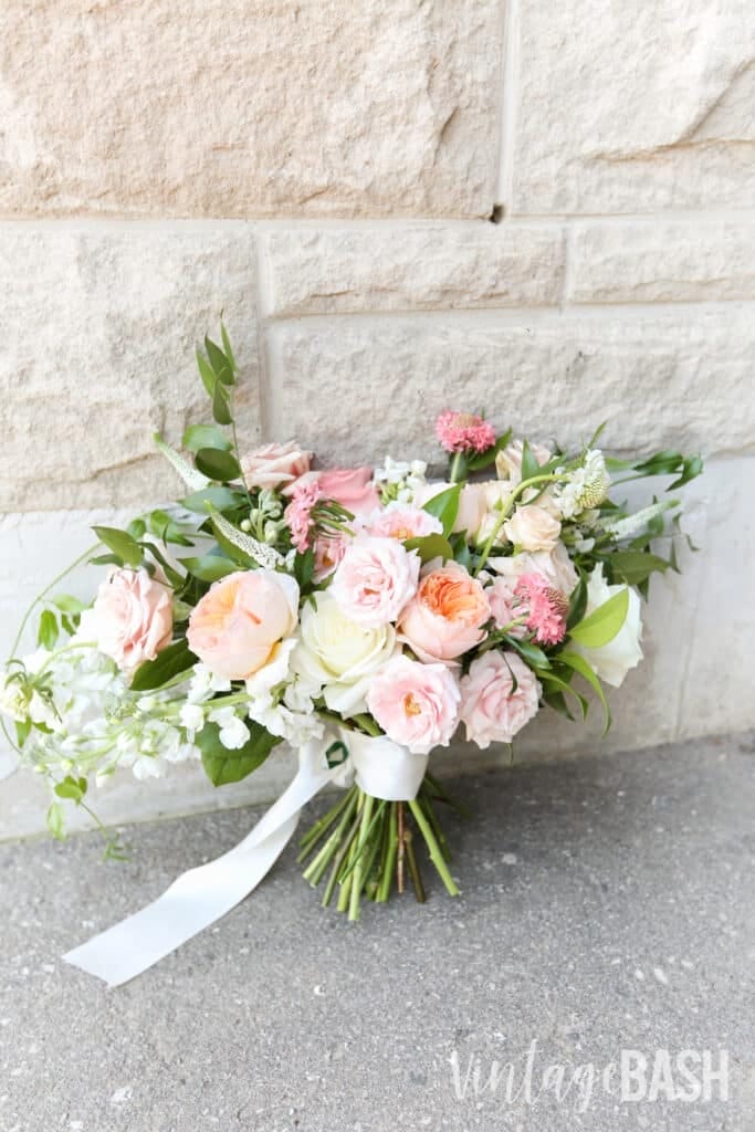 blush wedding bouquet peach VintageBASH Portfolio