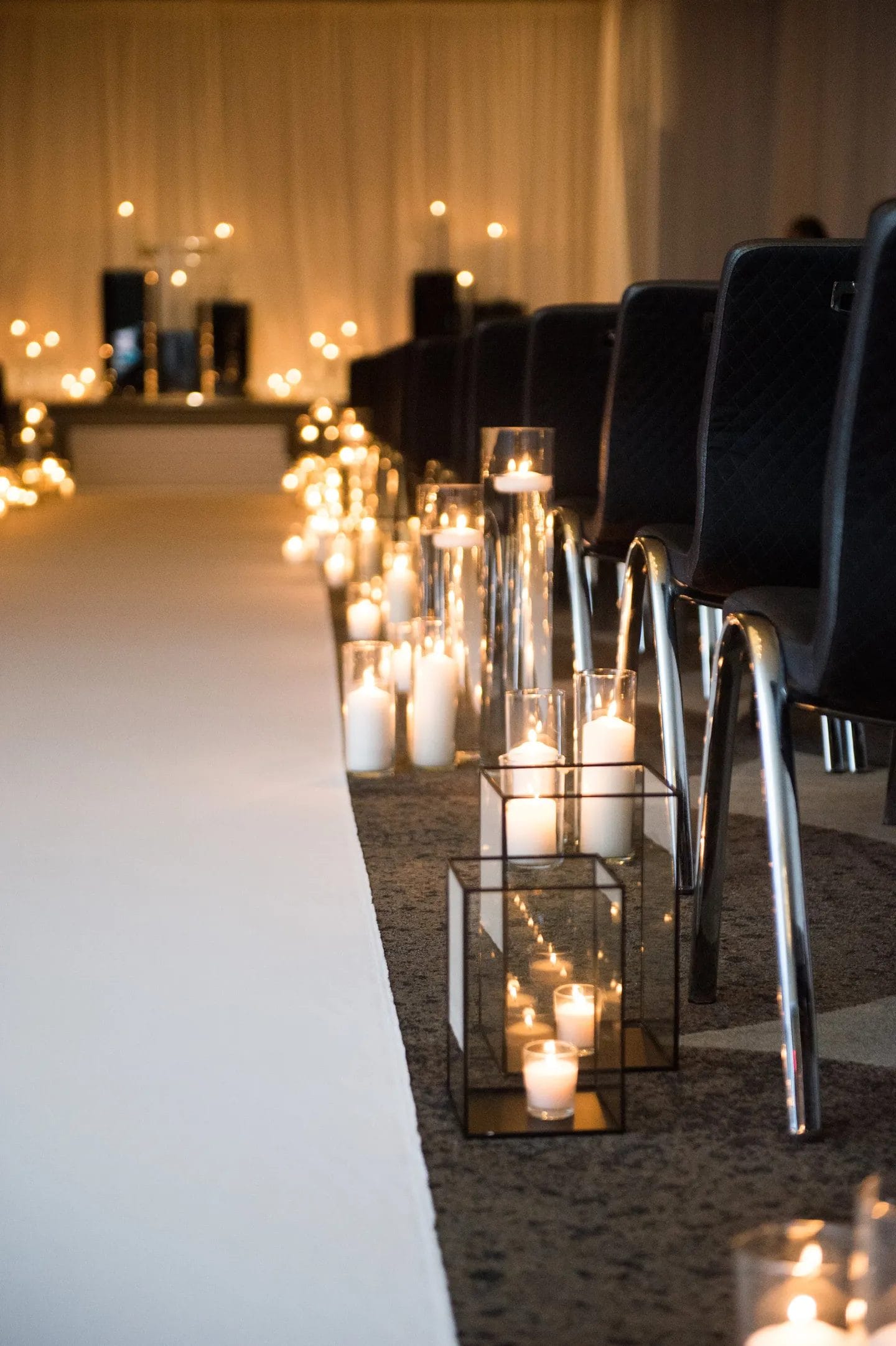 pillar candles black white wedding