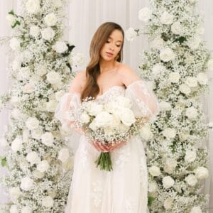 Babys Breath Pillars Arch