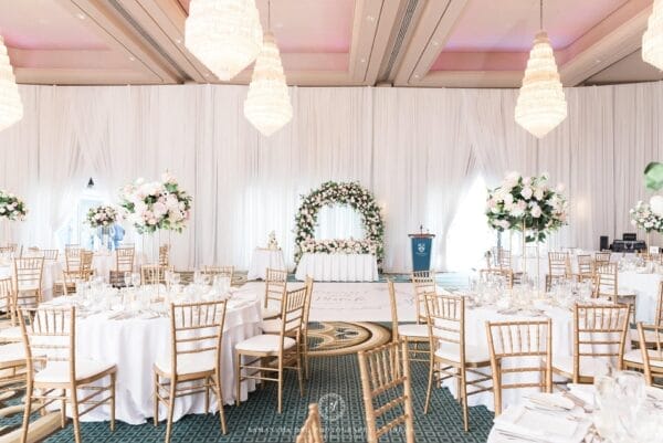 Toronto Granite Club Wedding Photos50 3000 Krossette Blush and Peach Faux Floral Arch