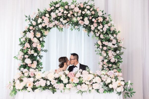 Toronto Granite Club Wedding Photos60 3000 Krossette Blush and Peach Faux Floral Arch