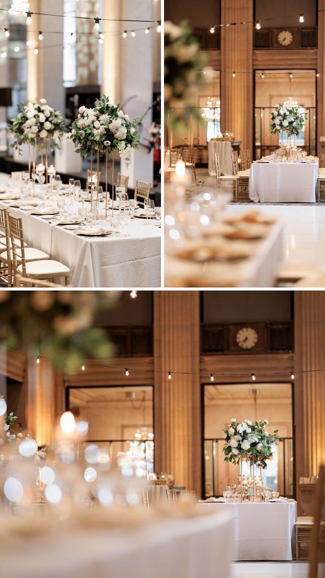 Venue decor details, candles, centerpieces