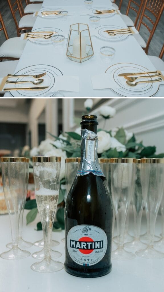 Table decor details- White/gold accents
