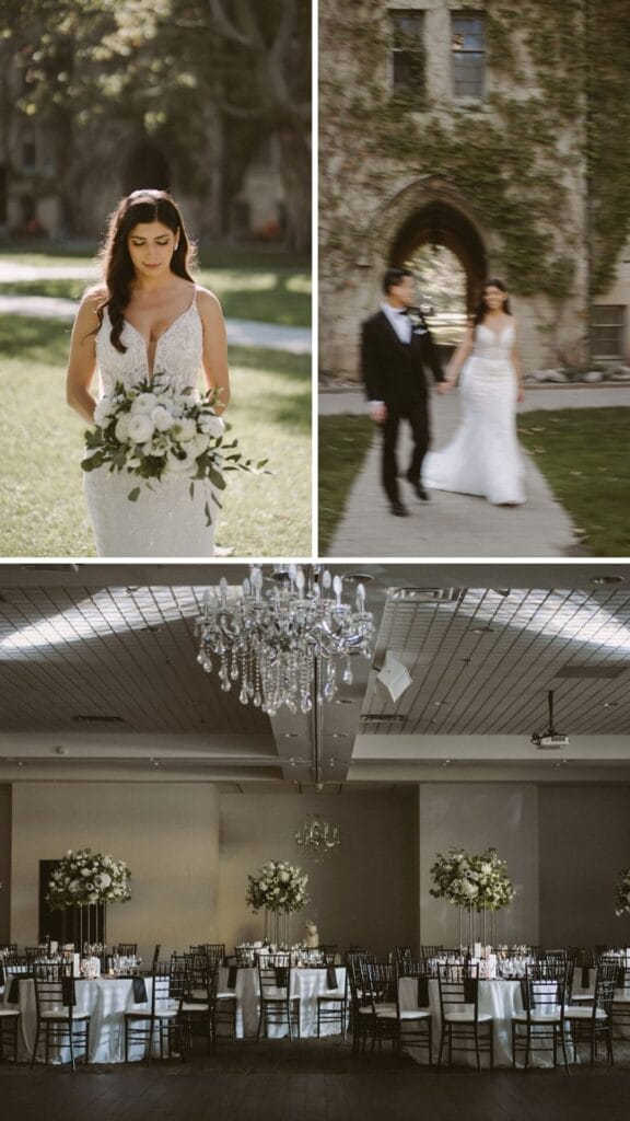 White Boquete/ Venue details/ black and white table decor