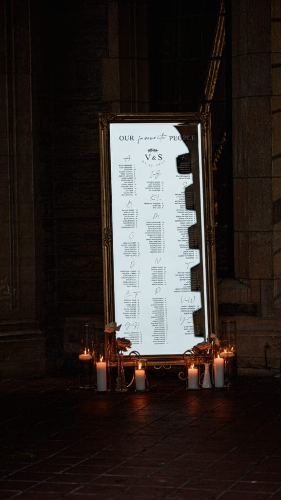 Casa Loma- Wedding seating chart details- gold details