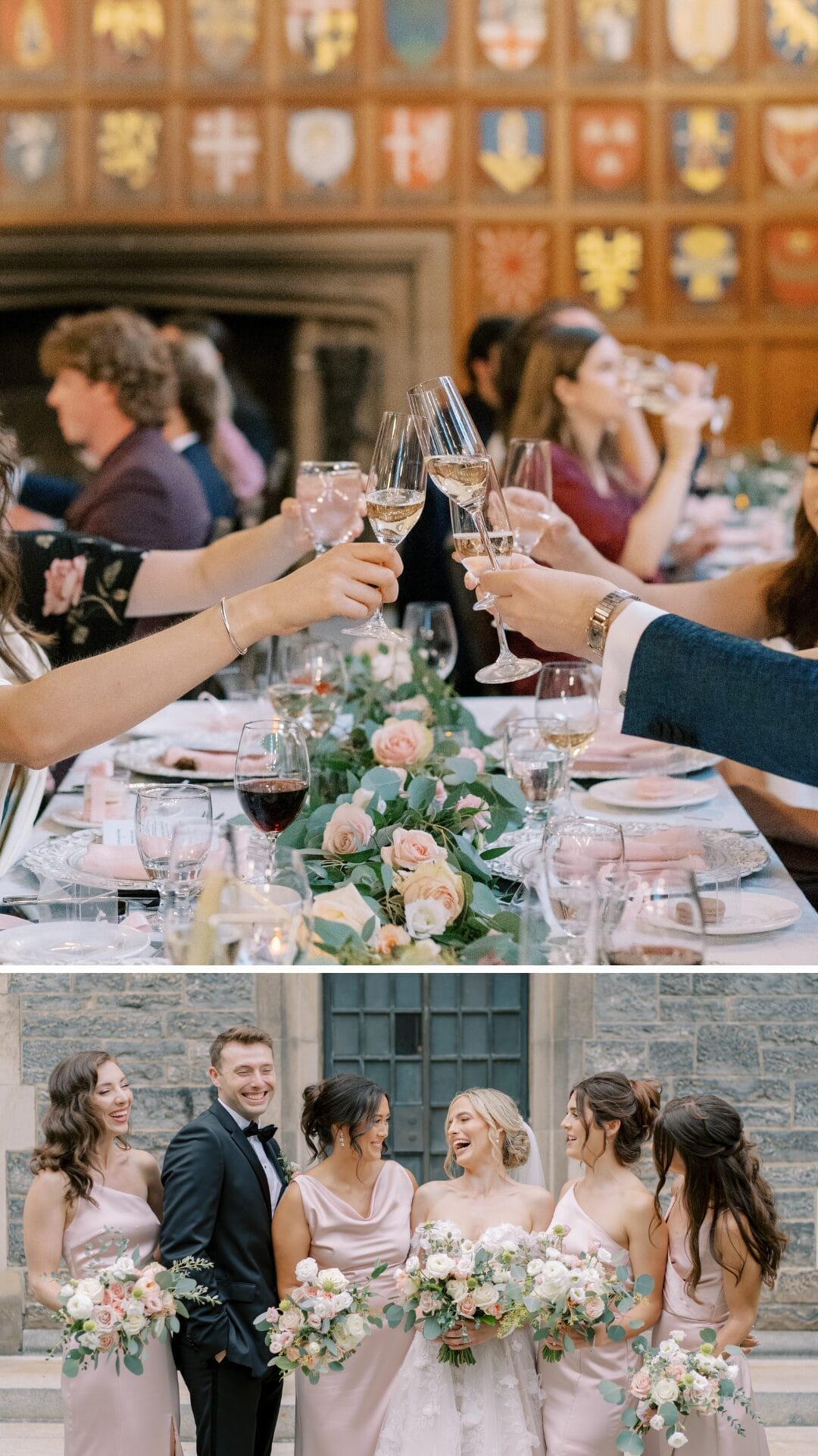 Floral Garland Bridesmaids Bouquet Christine and Anders Wedding at Hart House