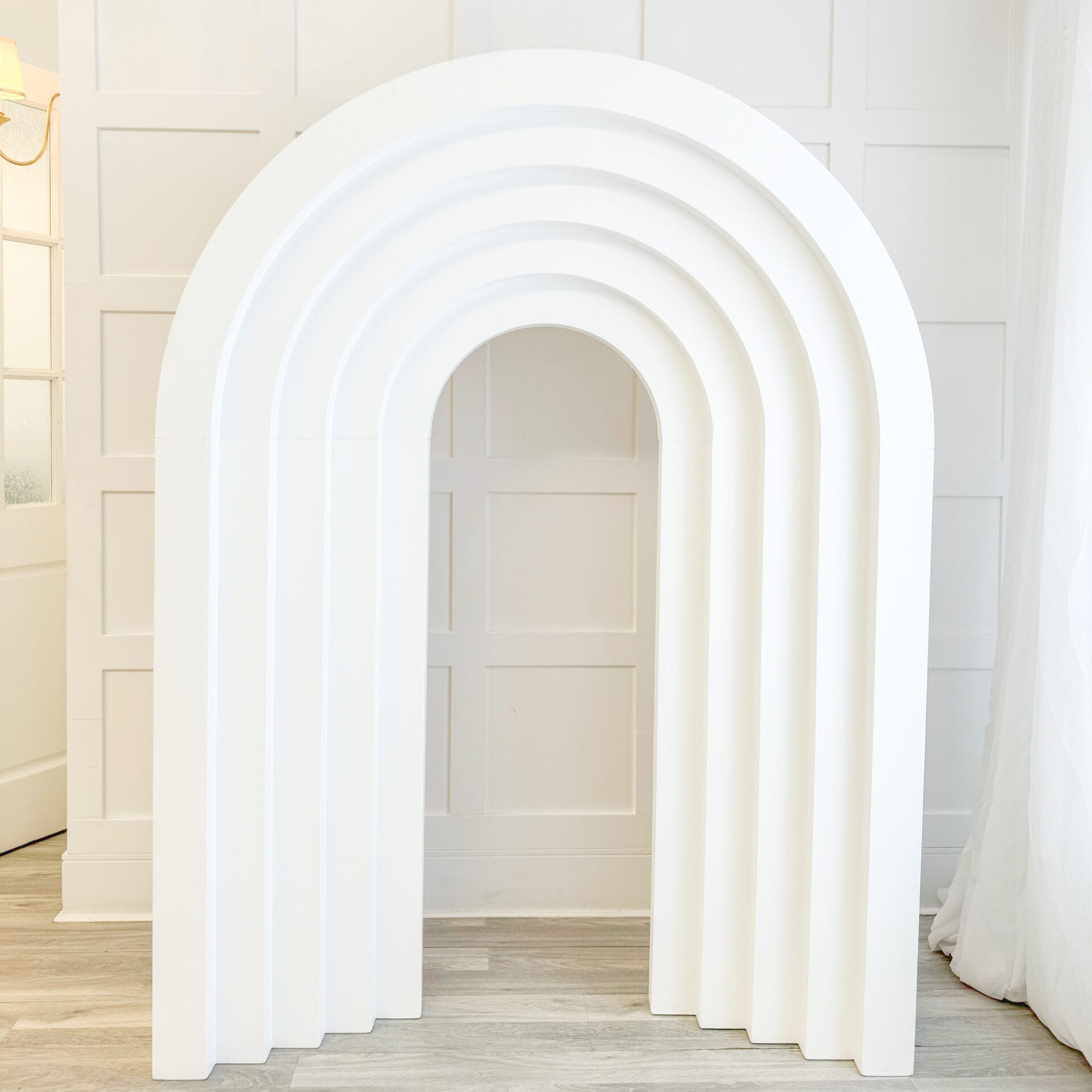 Rachel White Layered Arch Backdrop Rental • VintageBash