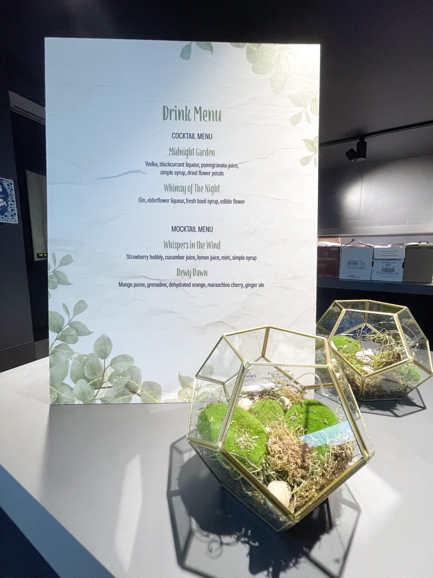 Audley Recreation Centre Menu and Table Decor