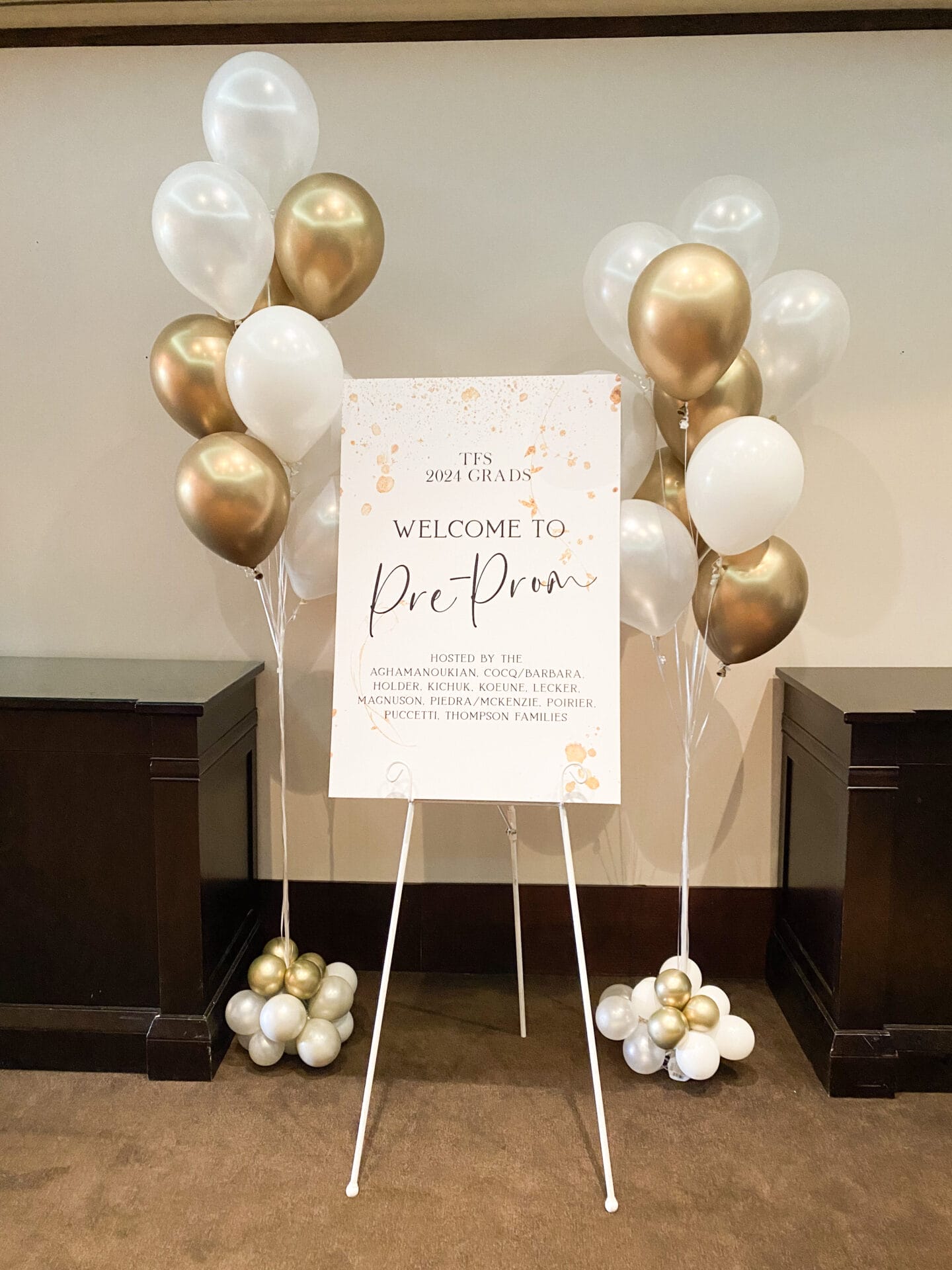 International School Prom White and Gold Balloon Backdrop