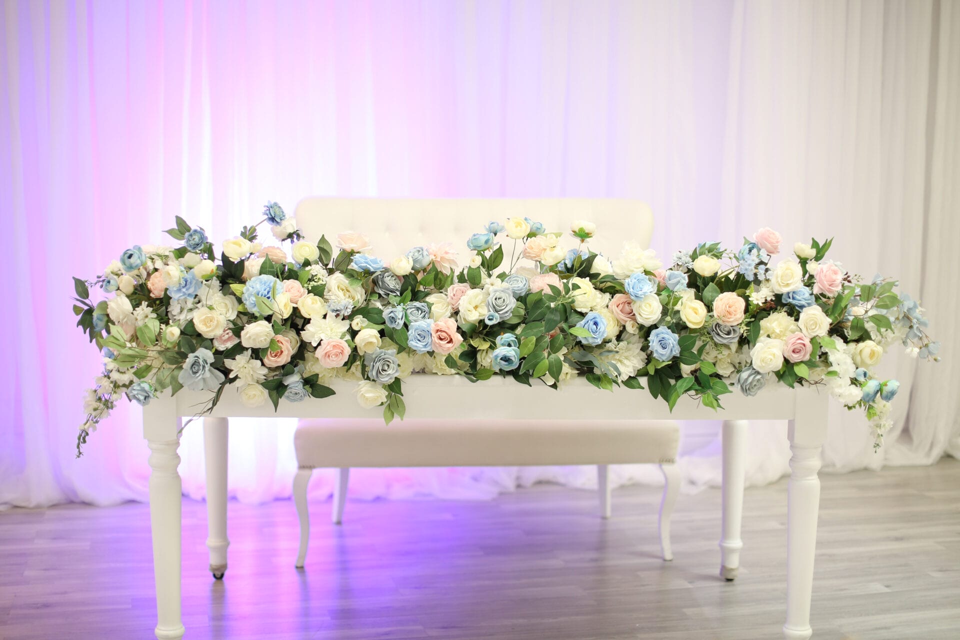 Laksha Blush Pink and Light Blue Floral Runner