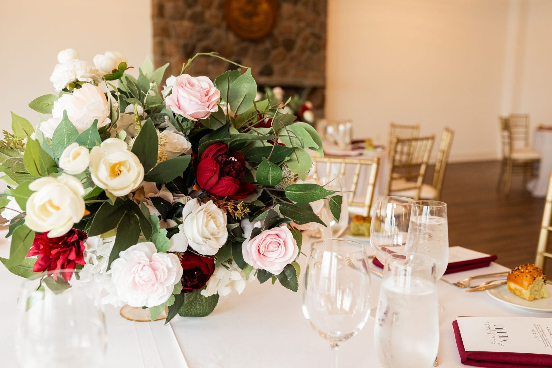 Floral table centerpiece - Wedding and Reception at The Henley Room