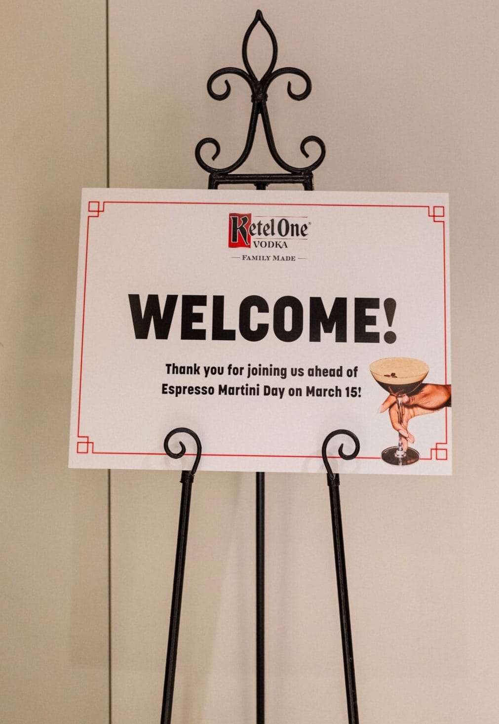 Welcome sign for Ketel One Social Event at Kasa Moto