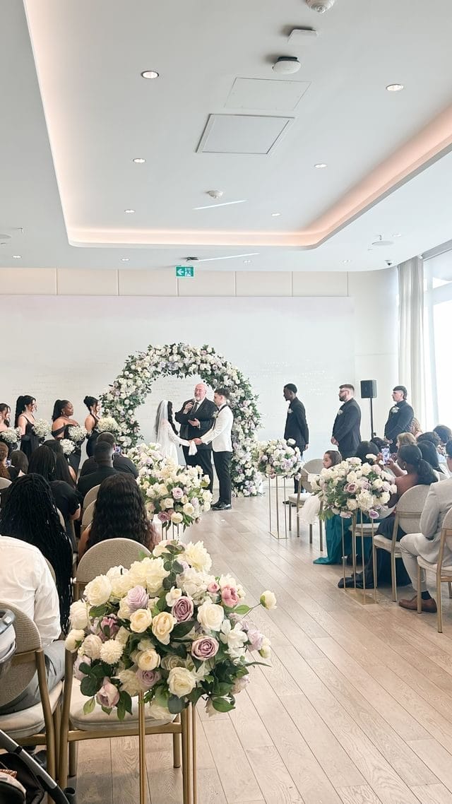 Vanesa & Kyle’s Modern White & Lavender Wedding at The Pearle Hotel, Burlington
