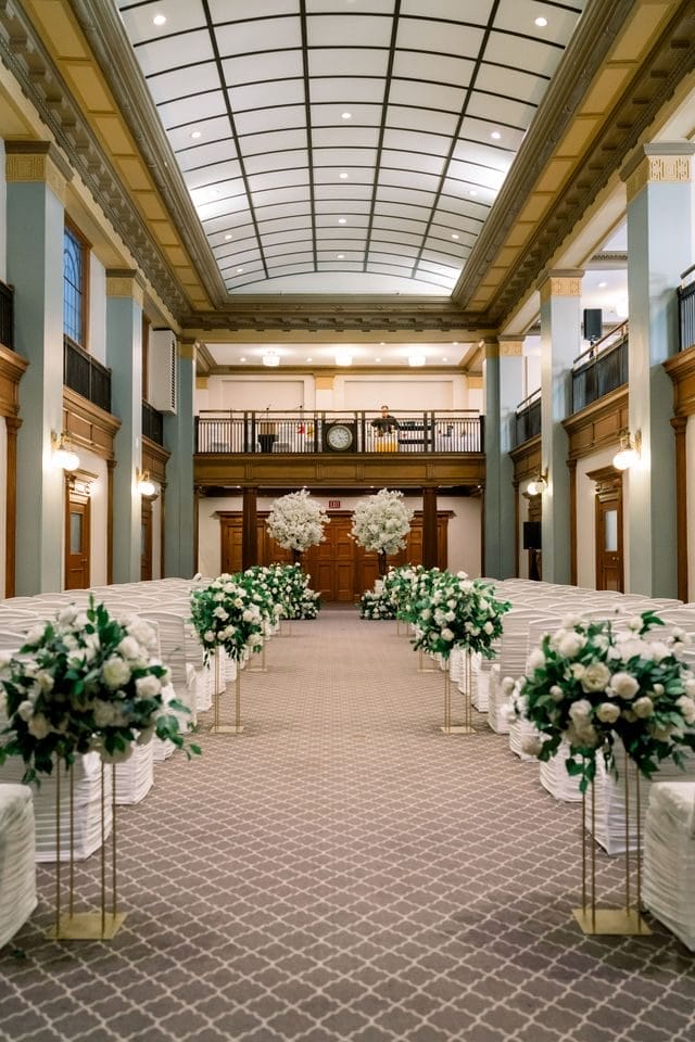 One King West Wedding Toronto Ceremony Decor Flowers Backdrop